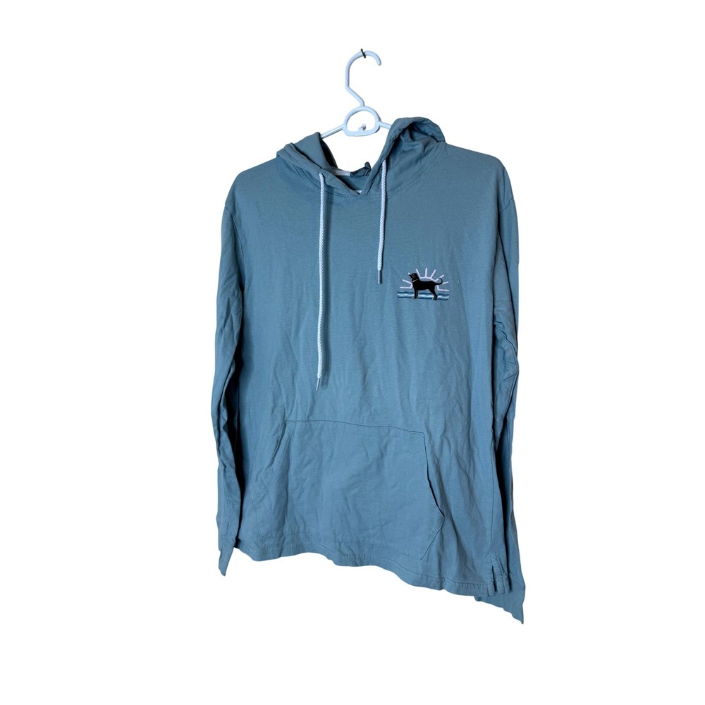 The Black Dog Hoodie Mens Medium Blue Lightweight Pullover Dog Graphic Pocket